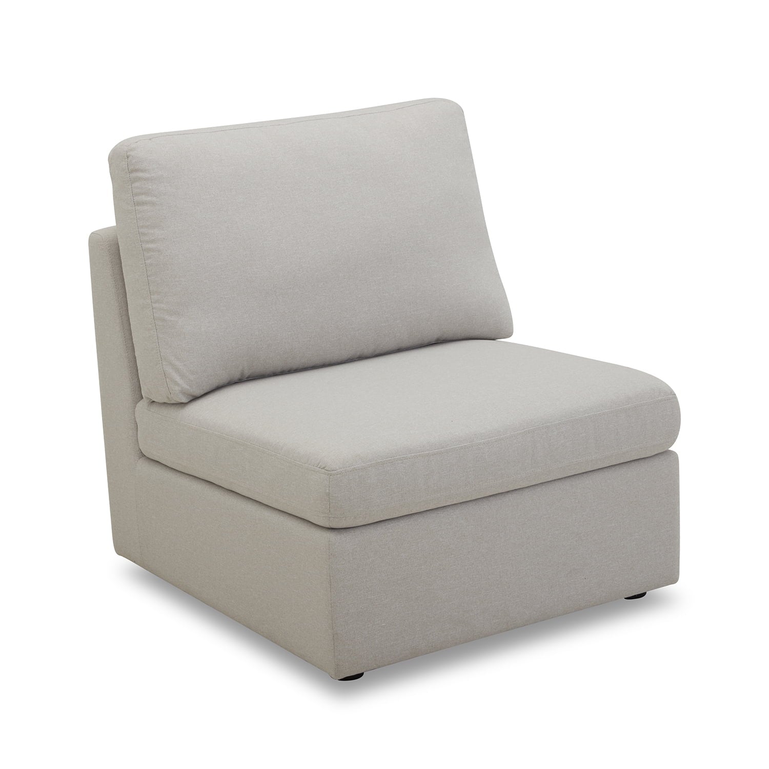  100'' Modular Sectional Sofa with Storage Ottoman, White Linen