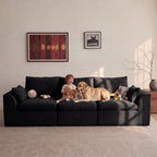 108" Modern Cloud Couch, Plush L Shaped Sectional Couch with Ottoman, Comfy Boneless Couch Modular Sofa, High-Density Memory Foam Deep Seat, No Assembly Required, Pet-Friendly, Black