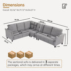  102" Convertible Sectional Sofa Couch,Upholstered Oversized Modern 6 Seat L Shaped Couch Corner Sofa Reversible Sofa Set for Living Room Apartment Office Studio