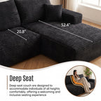 CKEASEAN 135" Corduroy Oversized U Shaped Modular Cloud Couch Sectional, Boneless Sectional Sofa with Left Facing Chaise & Ottoman, Compressed Boneless Couch for Living Room, No Assembly Required