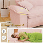 Muumblus Comfy Modular Sectional Sofa with 2 Ottoman, Deep Seat 80.5" Modern Oversized Corduroy Cloud Couch, Fluffy Deep Seat Chaise Lounge Sleeper Sofa for Living Room Apartment, Pink