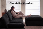 108" Modern Cloud Couch, Plush L Shaped Sectional Couch with Ottoman, Comfy Boneless Couch Modular Sofa, High-Density Memory Foam Deep Seat, No Assembly Required, Pet-Friendly, Black