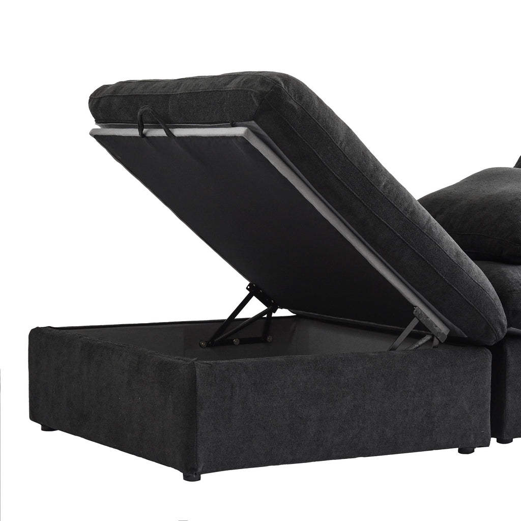 Sdorens Free Convertible Sectional Sofa Modular Couch,Modern Linen Fabric Sofa for Living Room,Apartment and Small Space,3-Seat Sofa,Black