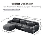Homefun 114" L-Shaped Plush Sectional Sofa with Movable Ottoman No Assembly 32D Sponge Anti-Slip Bottom,Dark Grey