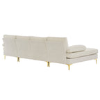 Zimtown Convertible Sectional Sofa,U Shaped Couch with Double Reversible Chaise, Chenille Fabric Fabric Sectional Couch with Metal Feet Beige