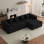 Wiilayok 120" Boneless Oversized Cloud Couch, Right Facing L-Shaped Chenille Sectional Sofa with Chaise Lounge, Deep Seat Upholstered Living Room Sofa with 4 Pillows, No Assembly, Black
