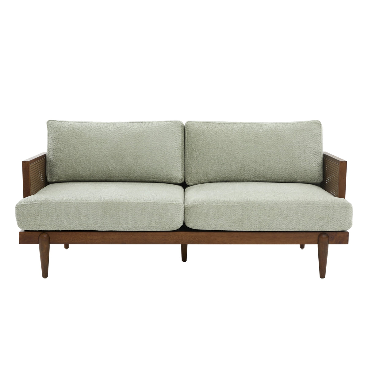 Christopher Knight Home Vintage 72? Rattan 3-Seat Sofa with Solid Wood Frame, High-Rebound Cushions, Light Green