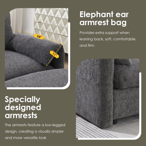 EPOWP L-Shaped Modular Sectional Sofa, Chenille Cloud Couch with Storage Ottoman, USB Charging Ports & Adjustable Phone Holder, 96.5" Deep Seat Comfy Couch for Apartment, Living Room, Office