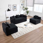 Timbernest 106" Oversized L-Shaped Cloud Couch, Convertible Sleeper Sofa, Folding Corduroy Sofa Bed for Living Room, Black