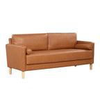 Studio Living Lorelei Mid-Century Modern Sofa, Caramel Brown Faux Leather
