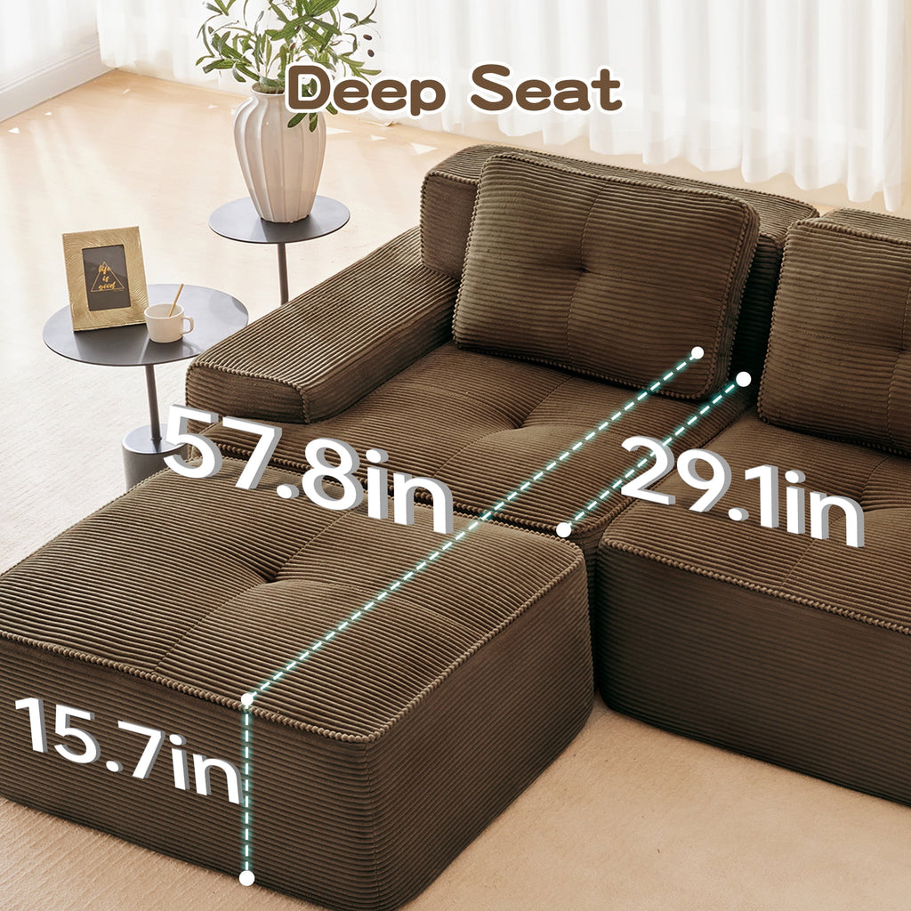 Hvoonc 232" Oversized Modular Sectional Couches for Living Room, L Shaped Couch with 2 Ottomans, No Assembly, Dark Brown