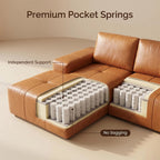  115" Leather Cloud Sectional Sofa Oversized Boneless Couch Modular L-Shaped Sofa for Living Room, Left Chaise, Brown