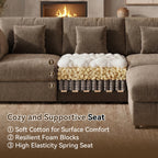  140" Large Modular Sectional Sofa with 2 Removable Storage Ottomans, Extra Deep Seat Cloud Couch for Living Room, Chenille Brown