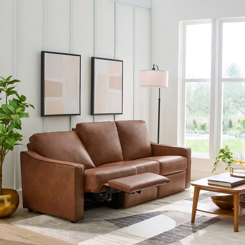  Allen 77" Powered Reclining Sofa, Cocoa Faux Leather