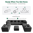  10-Piece Oversized Modular Sectional Sofa Set, 160" Mega U-Shaped Boneless Cloud Couch with Ottomans, Luxury Chenille Fabric Theater Seating, Extra Deep Seat for Living Room, Dark Gray