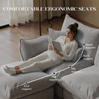 Goosea 106'' Oversized Down Blend Sofa, Cushions Filled with a Feather Blend , Modern Comfort Sofa for Living Room, Grey