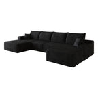 CKEASEAN 135" Corduroy Oversized U Shaped Modular Cloud Couch Sectional, Boneless Sectional Sofa with Left Facing Chaise & Ottoman, Compressed Boneless Couch for Living Room, No Assembly Required