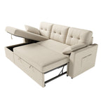 VANACC Sectional Sofa Bed with Storage and Soft Seat ,Reversible Pull Out Couch for Living Room,Beige