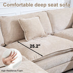 GNIXUU 113.4 " U-Shaped Cloud Couch ,Oversized Sectional Sofa with 2 Ottomans,Modern Chenille Deep Seat Modular 7-Seater Corner Couches for Living Room, Office,Beige