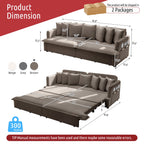  Pull Out Sofa Bed King Size, 82" Loveseat Sofa with Bluetooth Speakers, USB Ports, Side Pockets, Corduroy Sofa Couch Convertible Sofa Bed for Living Room Brown