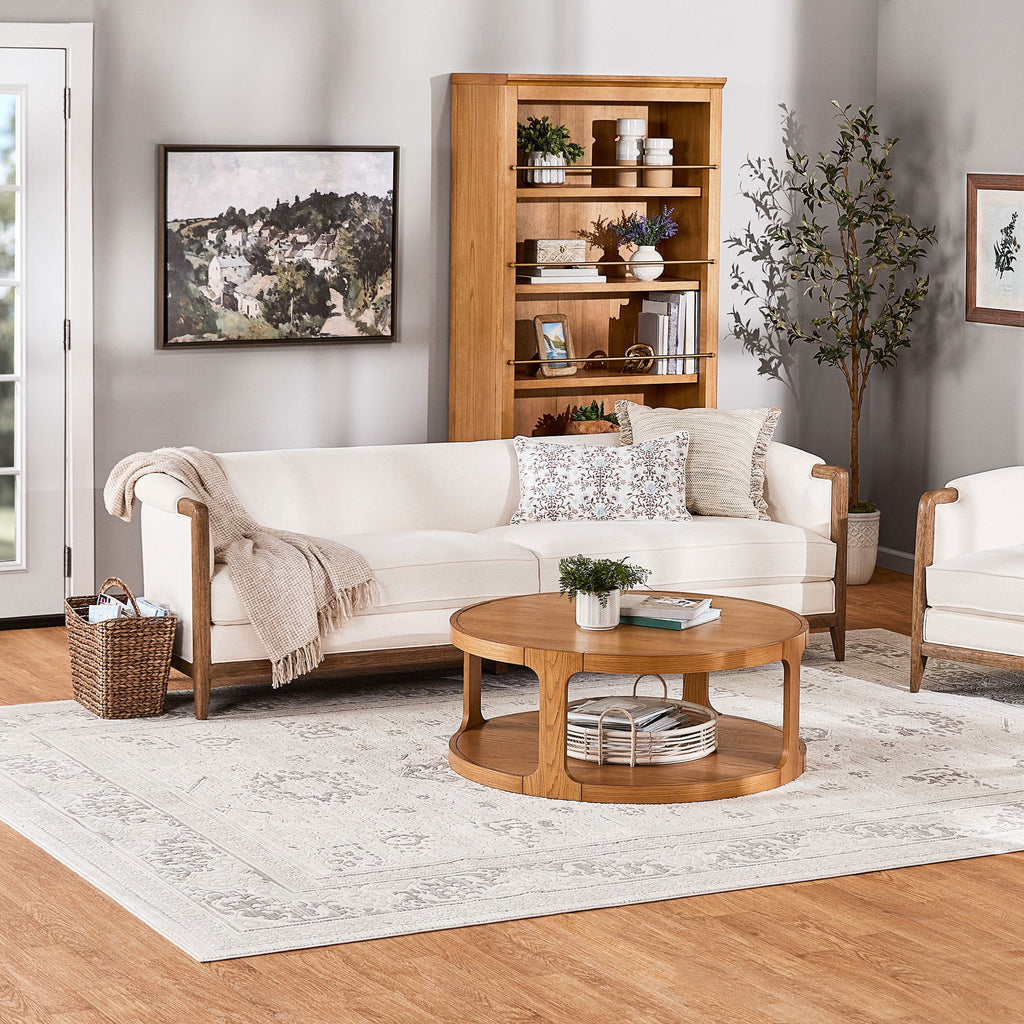 My Texas House Campbell 92 in Sofa, Cream Polyester Upholstery