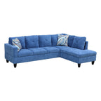 Hommoo Linen 4-Seat Sectional Sofa, L-Shaped Couch for Small Space Living Room, Apartment, Office, Blue(Without Ottoman)