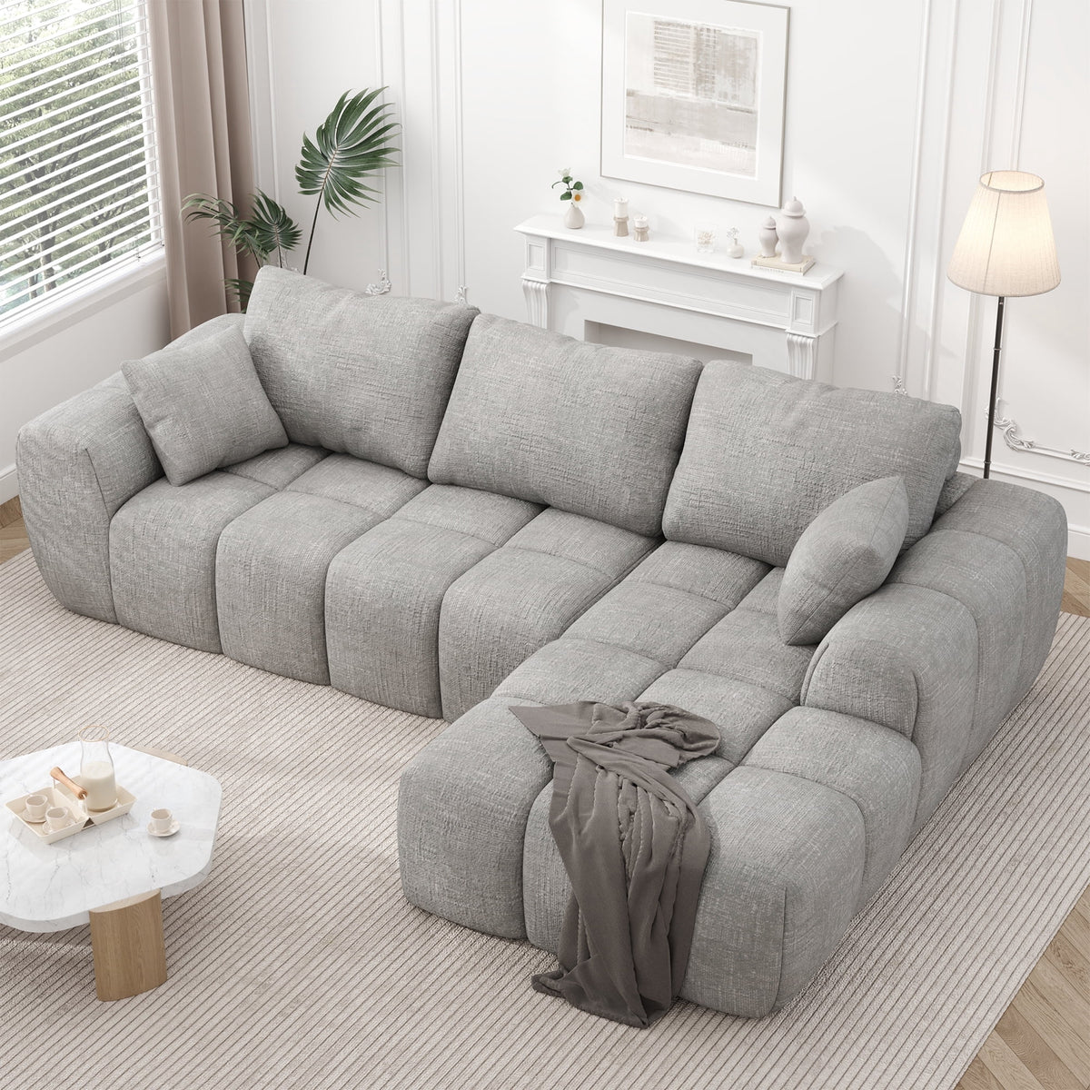 SOLIA 101" L-Shaped Cloud Modular Sectional Couch Chenille
