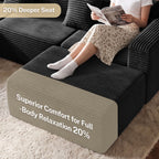 NNSNG 110"U-Shaped Sectional Sofa,5-Seater Boneless Couch Soft Corduroy Fabric Sofa for Living Room,No Assembly Required ,Black