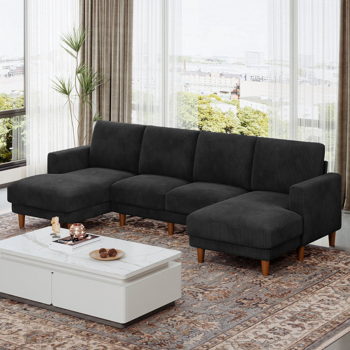 SOLIA 106" U-Shaped Modular Sectional Sofa Couch Corduroy