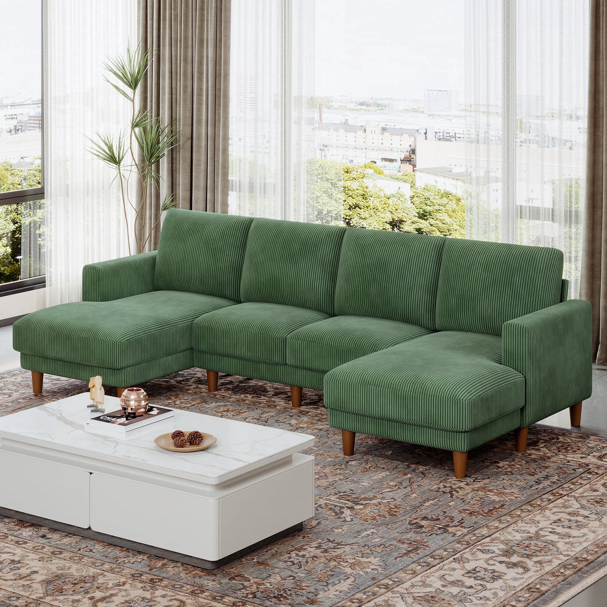 SOLIA 106" U-Shaped Modular Sectional Sofa Couch Corduroy