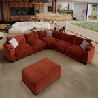 ZX Design 107.1" L-Shaped Modular Sectional Sofa, 6-Seater Deep Seat Couch with Storage Ottoman, Console, USB Type-C & Cup Holders for Living Room