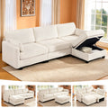109" L-Shaped Modular Sectional Sofa with Sleeper Bed, Storage & Movable Ottomans, Oversized Deep Seat Cloud Couch, Convertible 4-Seat Sofa for Living Room or Apartment (Beige, High Legs 3.15")