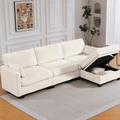 109" Modular L-Shaped Sectional Sofa, Convertible 4-Seat Sleeper Couch with Storage Ottoman, Movable Ottomans, Oversized Deep Seat for Living Room Apartment