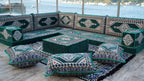 Green Sleeper Couch, L Shaped Sofa, Turkish Sofa Set, Diwan Sofa, Arabic Majlis, Floor Sofa Couch, Meditation Floor Cushions