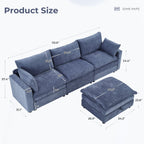  Modular Sectional Sofa, 112.9" L-Shaped Ultra-Comfort Sofa with Storage Ottoman, Modern Chenille Cloud Couch for Living Room & Family Room, Royal Blue