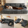 110" U Shaped Couch,Sleeper Sectional Sofa, Convertible Cloud Sofa with Pull Out Bed,Modular Couch with Double Storage Chaise, Small Desktop,USB (Corduroy,Dark Grey)