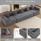 157" Convertible Sleeper Sofa Bed,Corduroy Futon Sofa Couch with High-Density Foam,Deep Seat Sofa for Living Room, Bedroom,Gray