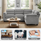  Modular Convertible Sectional Sofa, Modern living room furniture sets L-Shaped Couch Gray