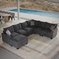 120" 7-Seater L-Shaped Sectional Couch, Modern Chenille V-Shaped Corner Sofa with Storage Ottoman & USB Ports, Modular Sofa for Living Room