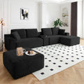  125 Inch Oversized Modern Cloud Couch, Modular Sectional Sofa Couch for Living Room, U Shape Couches with 2 Ottomans, USB Ports and Cup Holders, Corduroy Boneless Sofas, Black