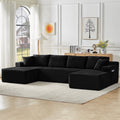  125 Inch Modular Cloud Couch Sectional Sofa for Living Room, Modern Corduroy Boneless Couch, Upholstered Deep Seat U Shape Sofas Couches, No Assembly Required, Black