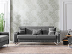 Ottomanson 87" Convertible Sofa Couch for Living Room, Microfiber Modern Sofa Bed with Storage, Gray