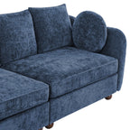 Carolayne 90'' Modern 3 Seater Upholstered Sofa with 2 pillows for Living Room, Blue
