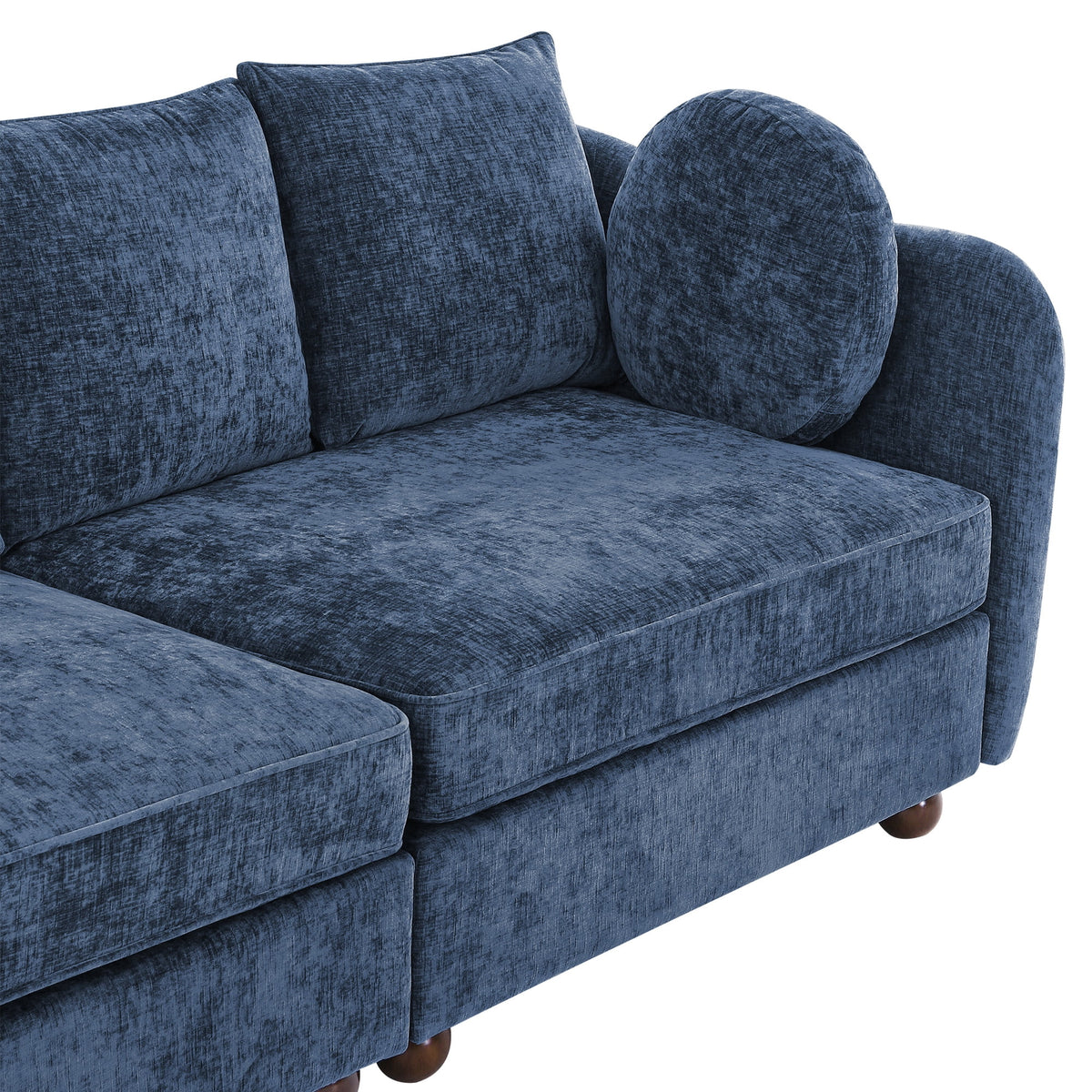 Carolayne 90'' Modern 3 Seater Upholstered Sofa with 2 pillows for Living Room, Blue