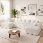  130" Boneless Couch, Modern Couches for Living Room, U-Shaped 4-Seat Modular Sofa with Chaise, Oversized, No Assembly, White