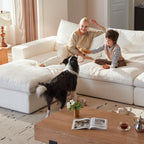 Vorthio 78.7" Cloud Couch Oversized Modular Sectional Sofa, Loveseat Sofa , Wide & Deep Seat Couches with Metal Frame for Living Room, 2 Seats & 1 ottoman,White