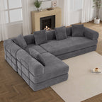 157" Convertible Sleeper Sofa Bed,Corduroy Futon Sofa Couch with High-Density Foam,Deep Seat Sofa for Living Room, Bedroom,Gray