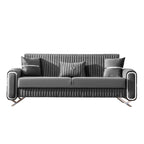 Ottomanson 87" Convertible Sofa Couch for Living Room, Microfiber Modern Sofa Bed with Storage, Gray