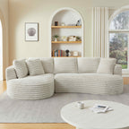 FFH 121" Modular Sectional Sofa, Oversized L-Shape Cloud Couch, Corduroy Curved Sofa for Living Room, Cream, Left Facing Chaise