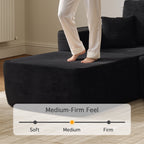  106" Boneless Sectional Couch, Deep Seat Modular L-Shaped Sofa with Chaise for Living Room, Apartment, Black (Corduroy)